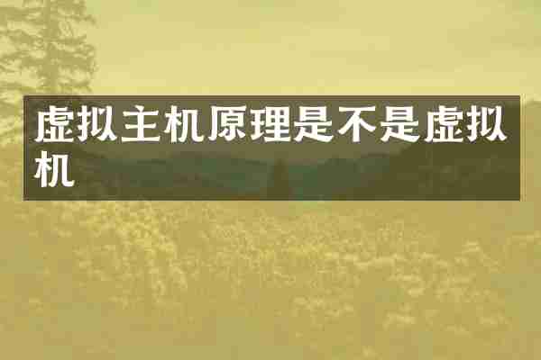虚拟主机原理是不是虚拟机