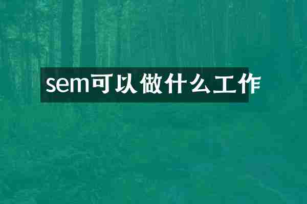 sem可以做什么工作